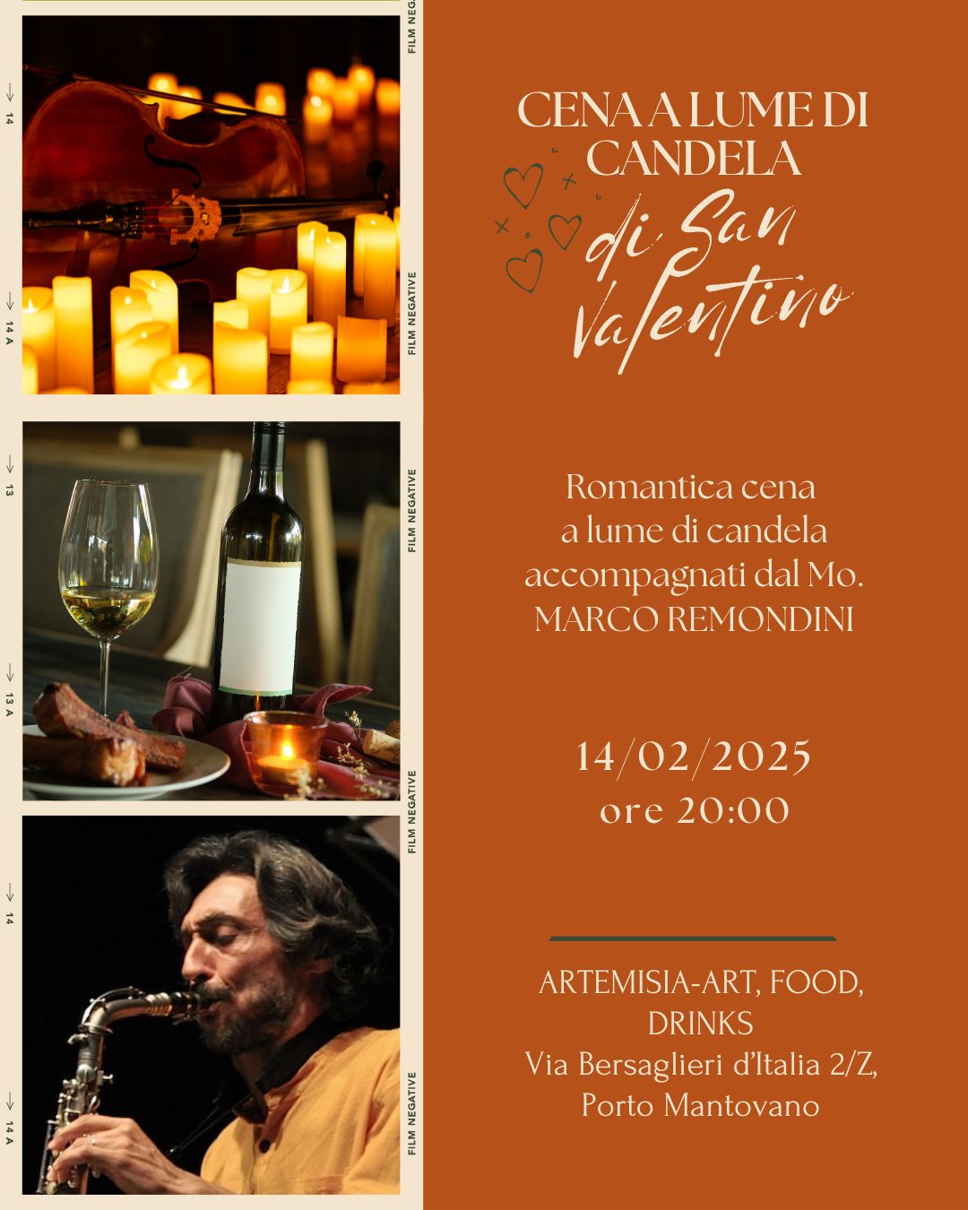 Locandina Cena a lume di candele - san valentino