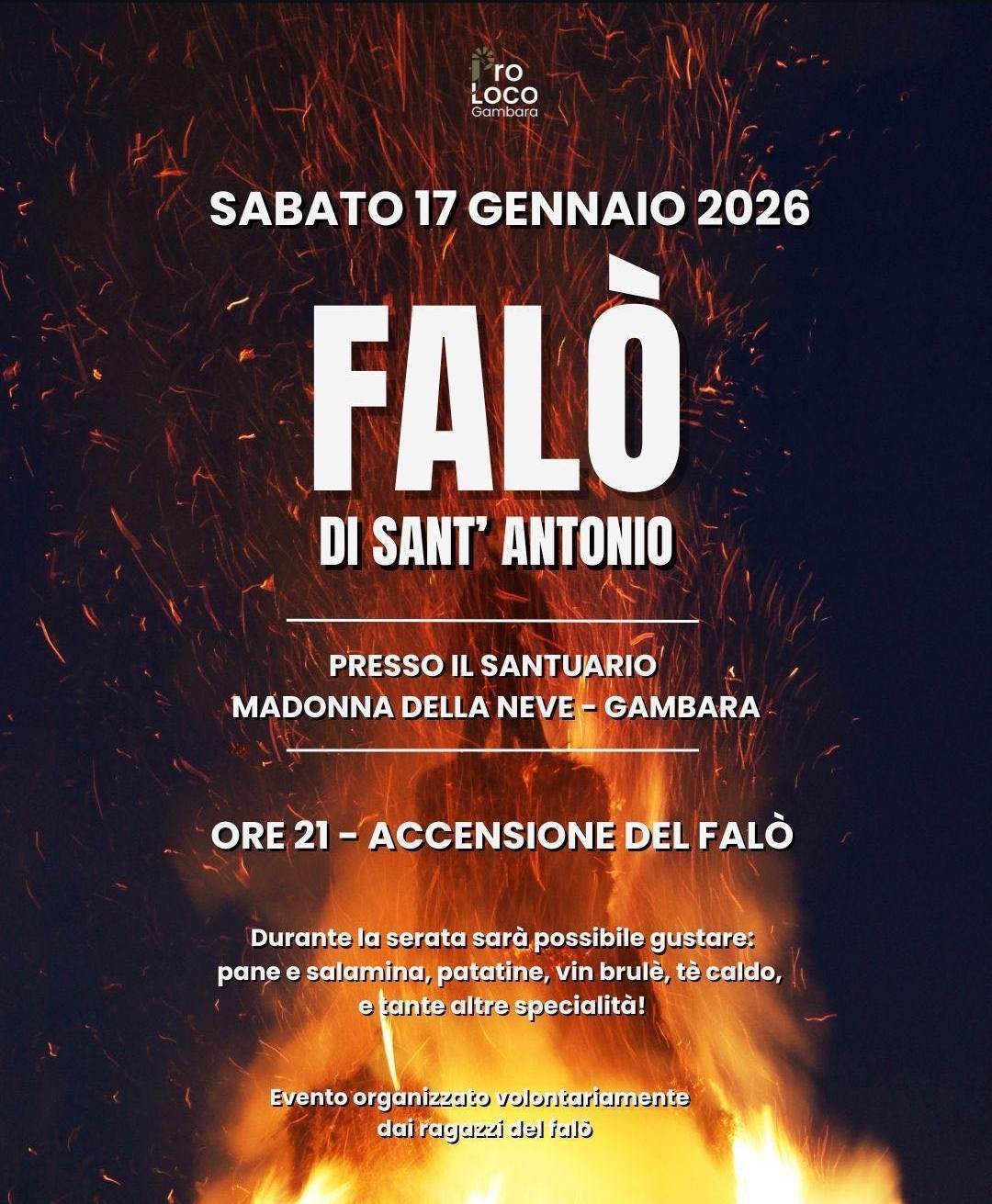 Locandina Falò di Sant Antonio a Gambara