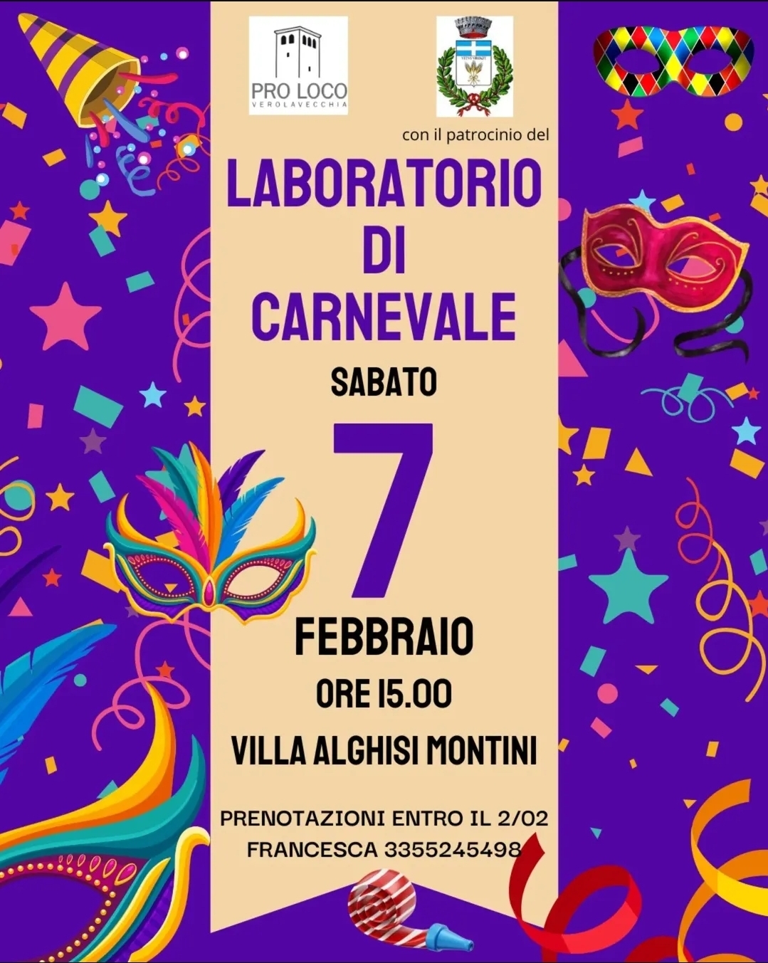 Locandina Laboratorio di carnevale a Verolavecchia