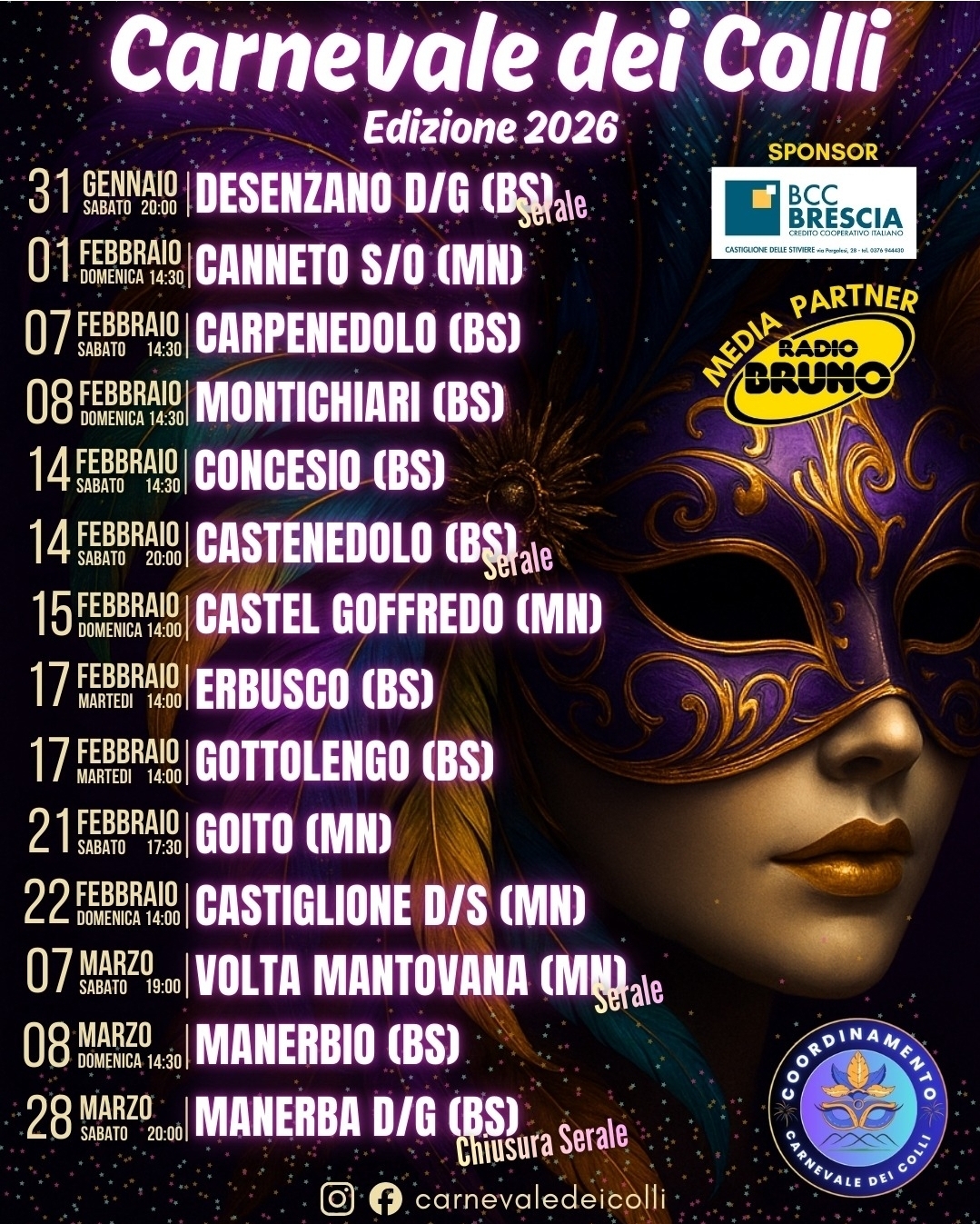 Locandina Carnevale dei Colli 2026
