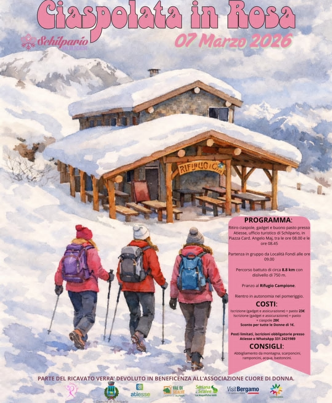 Locandina Ciaspolada in Rosa a Schilpario