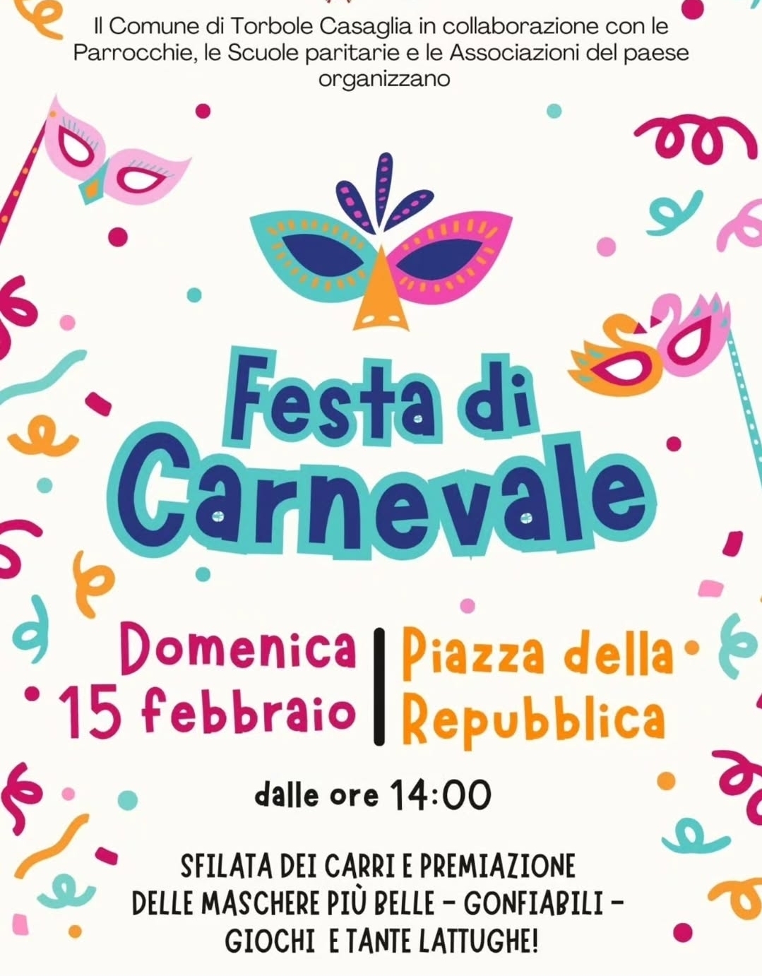Locandina Festa di carnevale a Torbole Casaglia