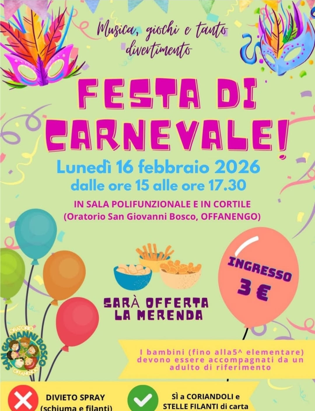 Locandina Festa di carnevale ad Offanengo