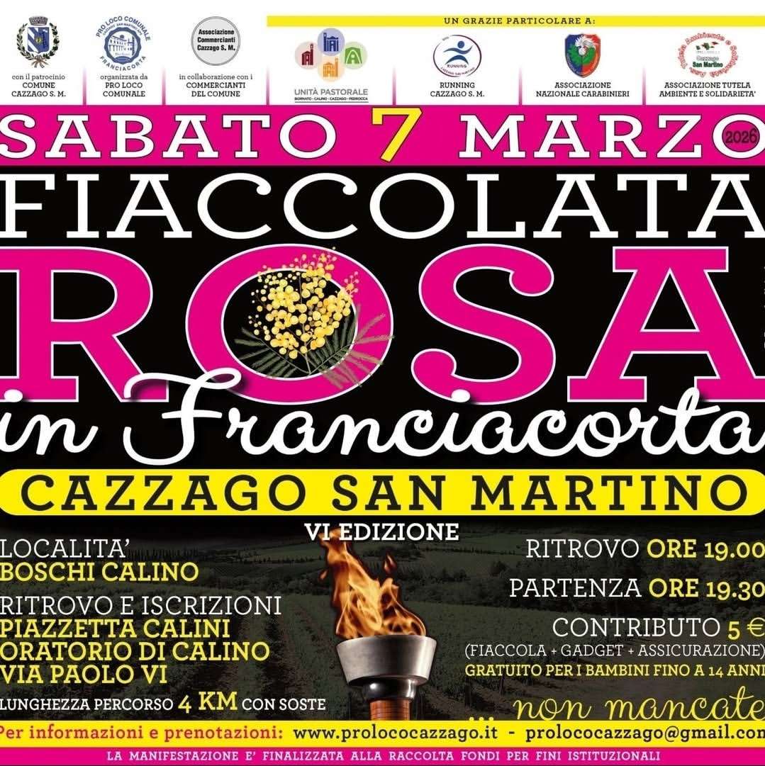 Locandina Fiaccolata in rosa a Cazzago San Martino
