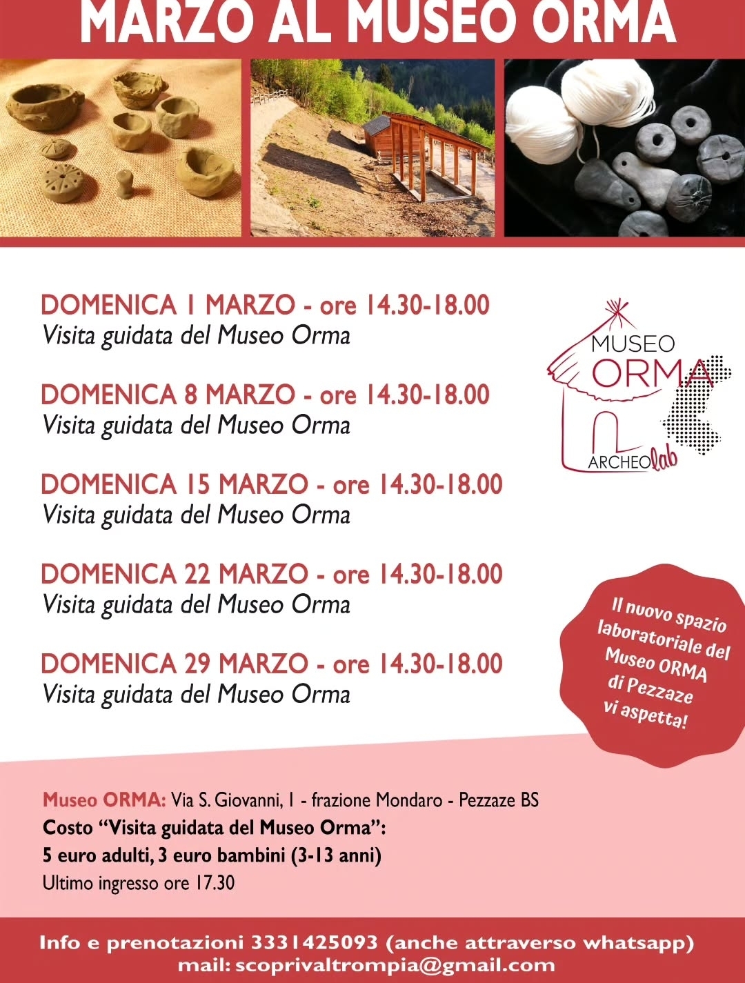 Locandina Marzo al museo Orma a Pezzaze
