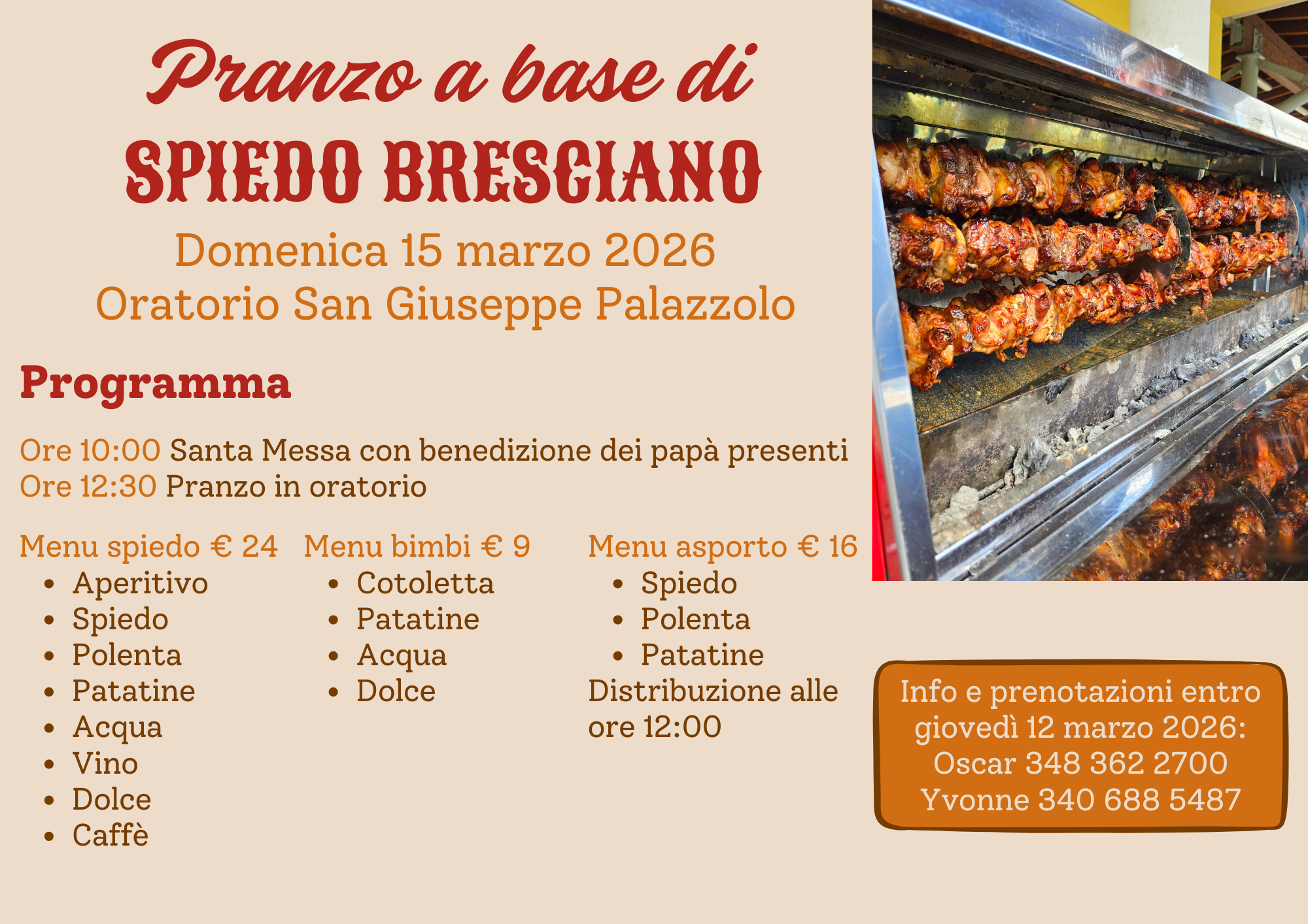 Locandina Pranzo a base di spiedo bresciano