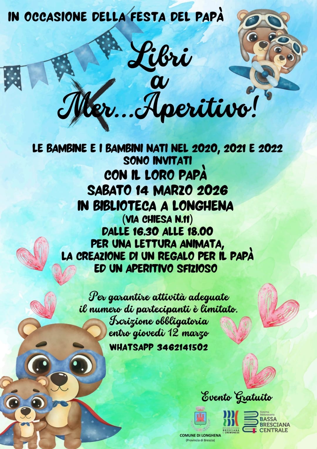 Locandina Festa del papà, libri e aperitivo