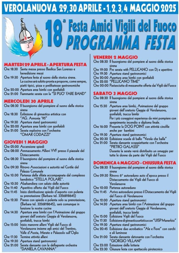 Locandina Festa Amici Vigili del Fuoco