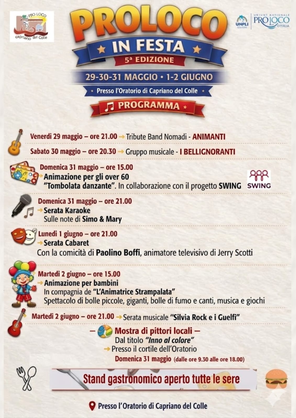 Locandina Festa proloco capriano del colle 2026