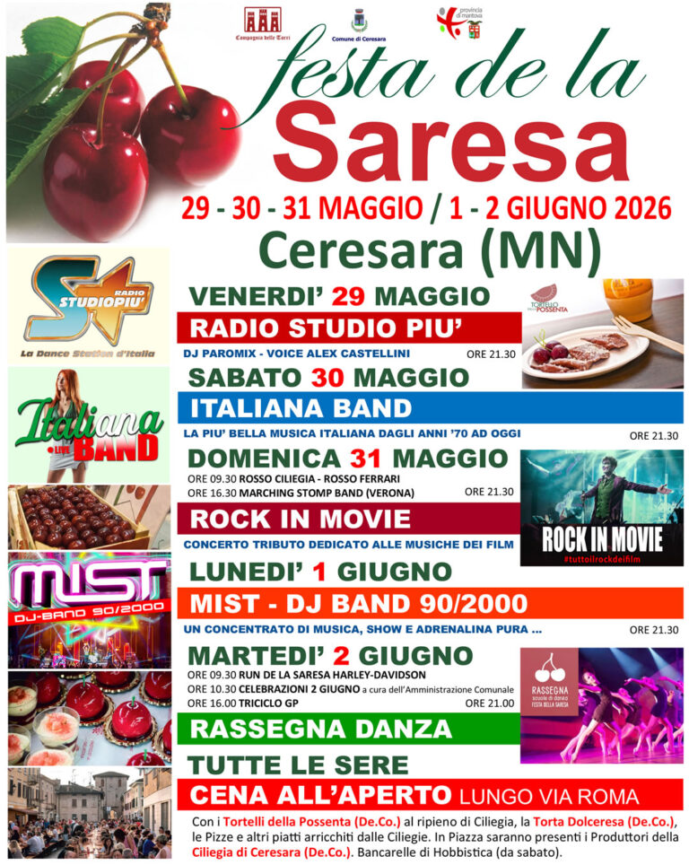 Festa de la saresa - ciliegia - Ceresara - Mantova - Programma 2026