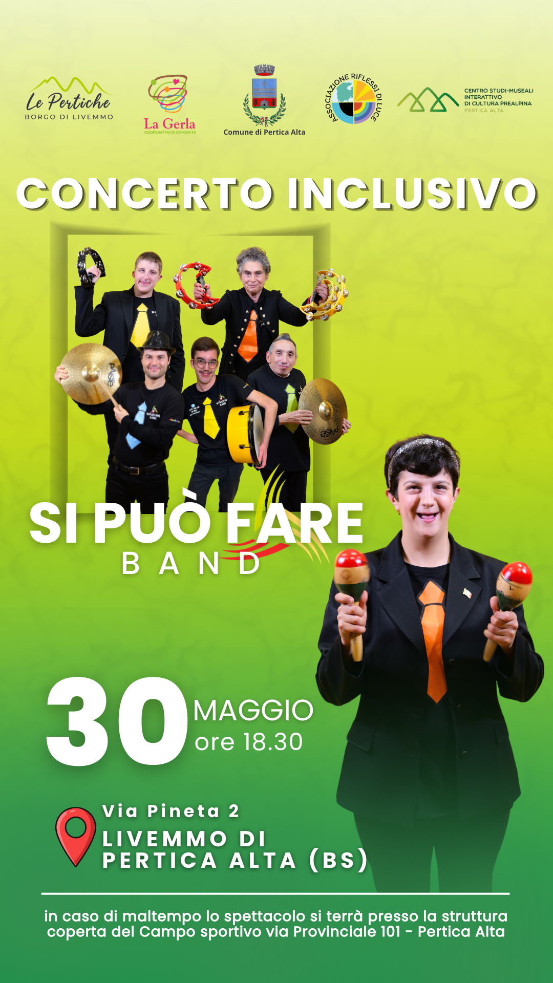 Locandina Concerto inclusivo con si può fare band