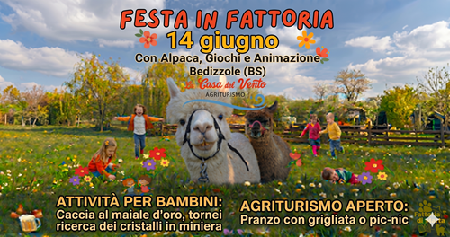 Locandina Festa in fattoria con alpaca
