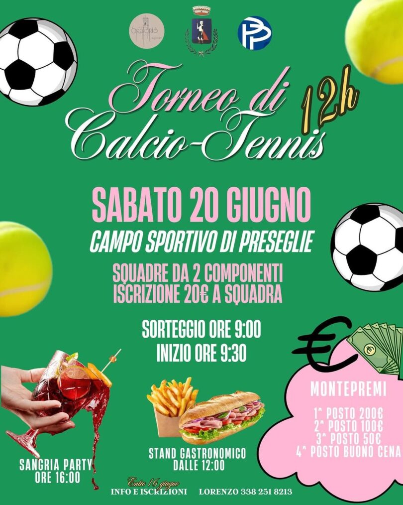 Locandina Torneo di Calcio e Tennis