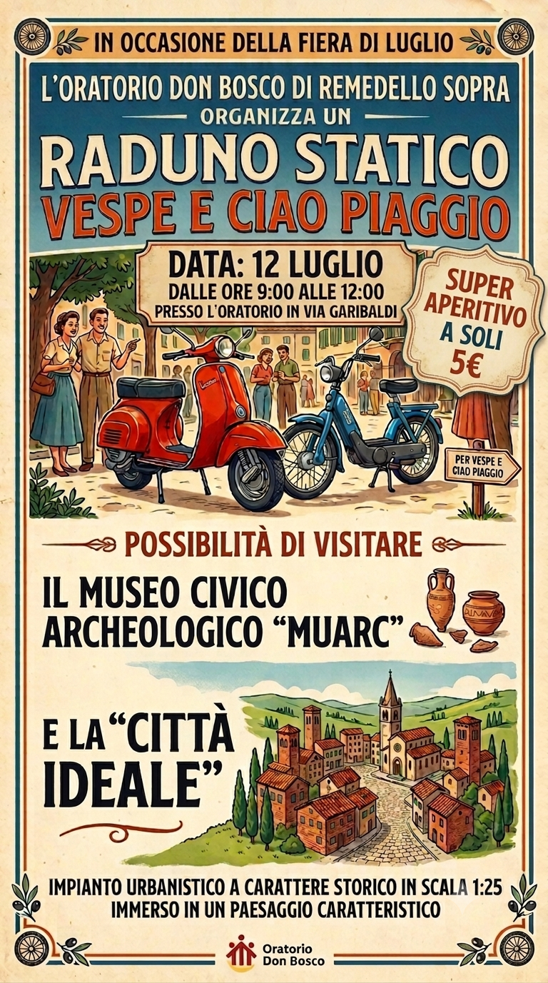 Locandina Raduno statico: vespa e ciao