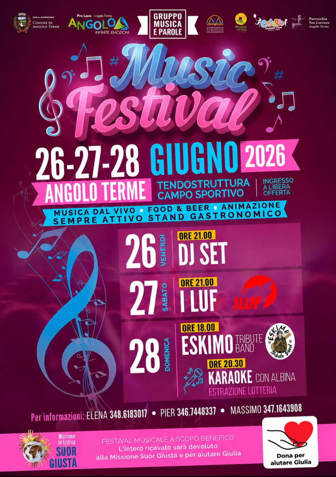 Locandina Musica e parole ricordano suor giusta