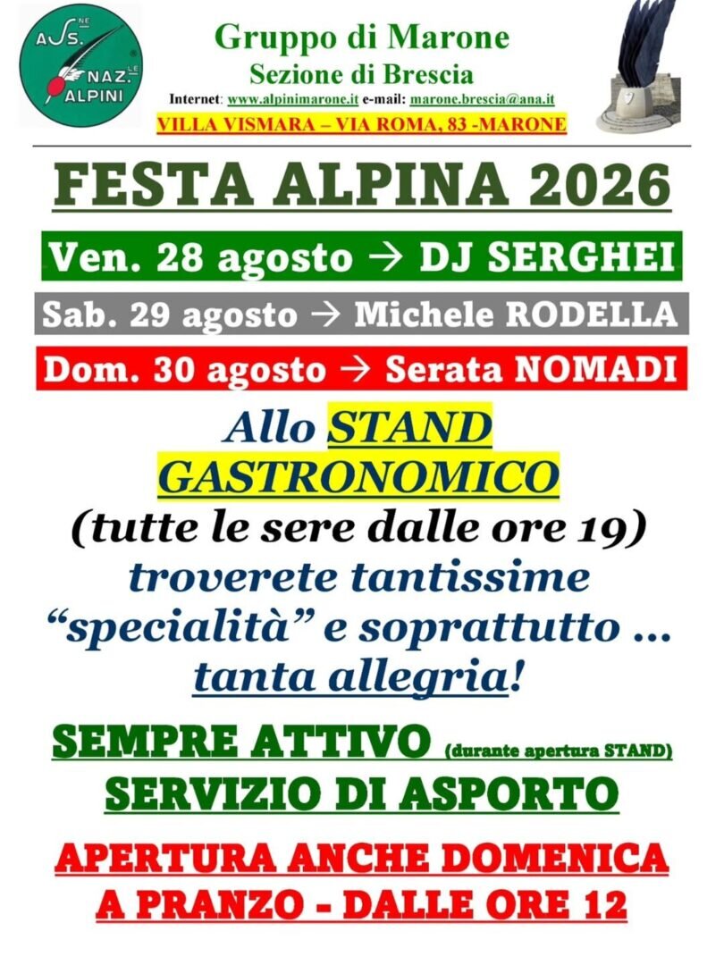 Locandina Festa Alpina a Marone