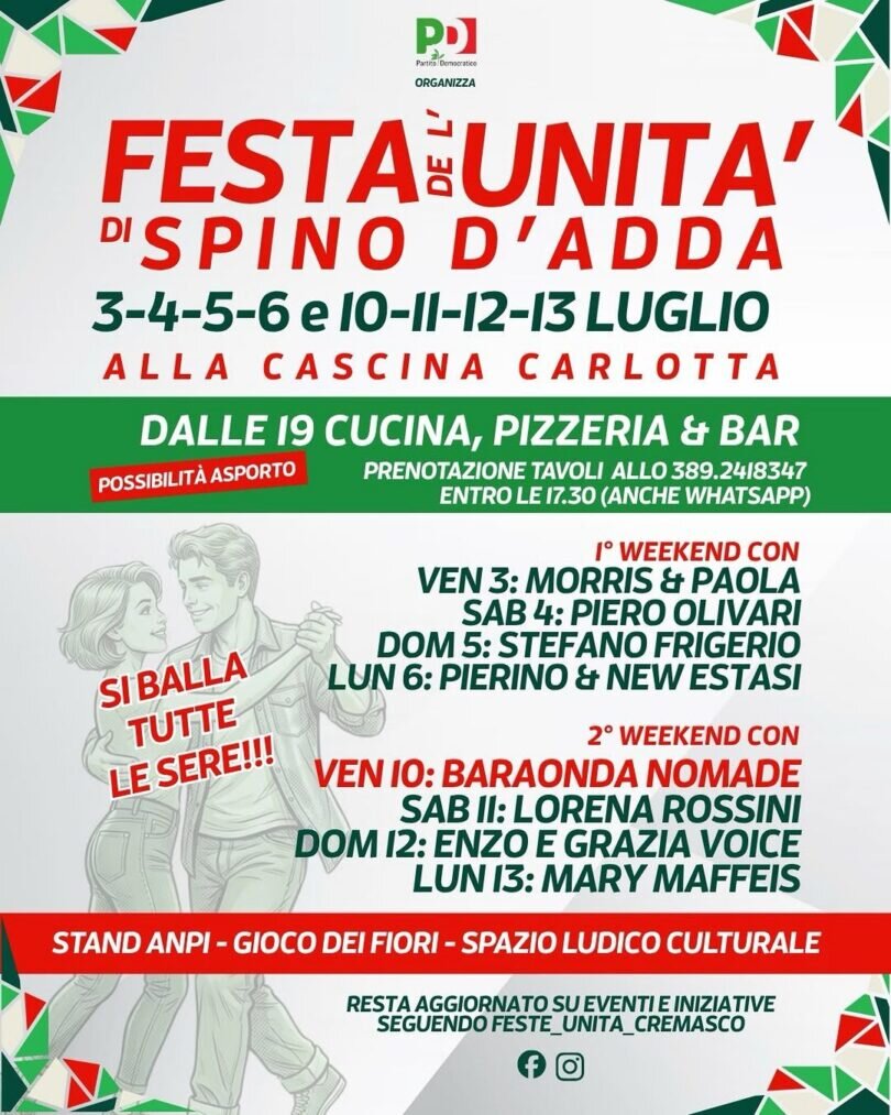 Locandina Festa de l’unità di Spino d’Adda