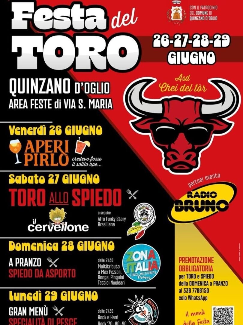 Locandina Festa del toro a quinzano d'oglio