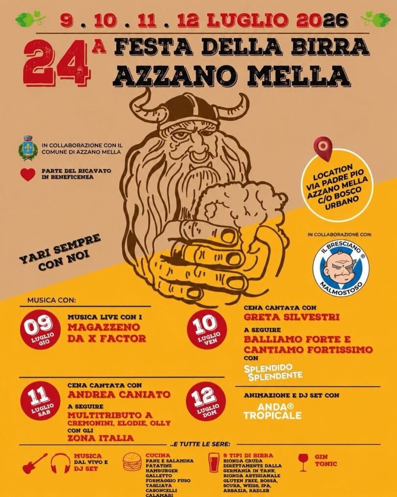 Locandina Festa della birra di Azzano Mella