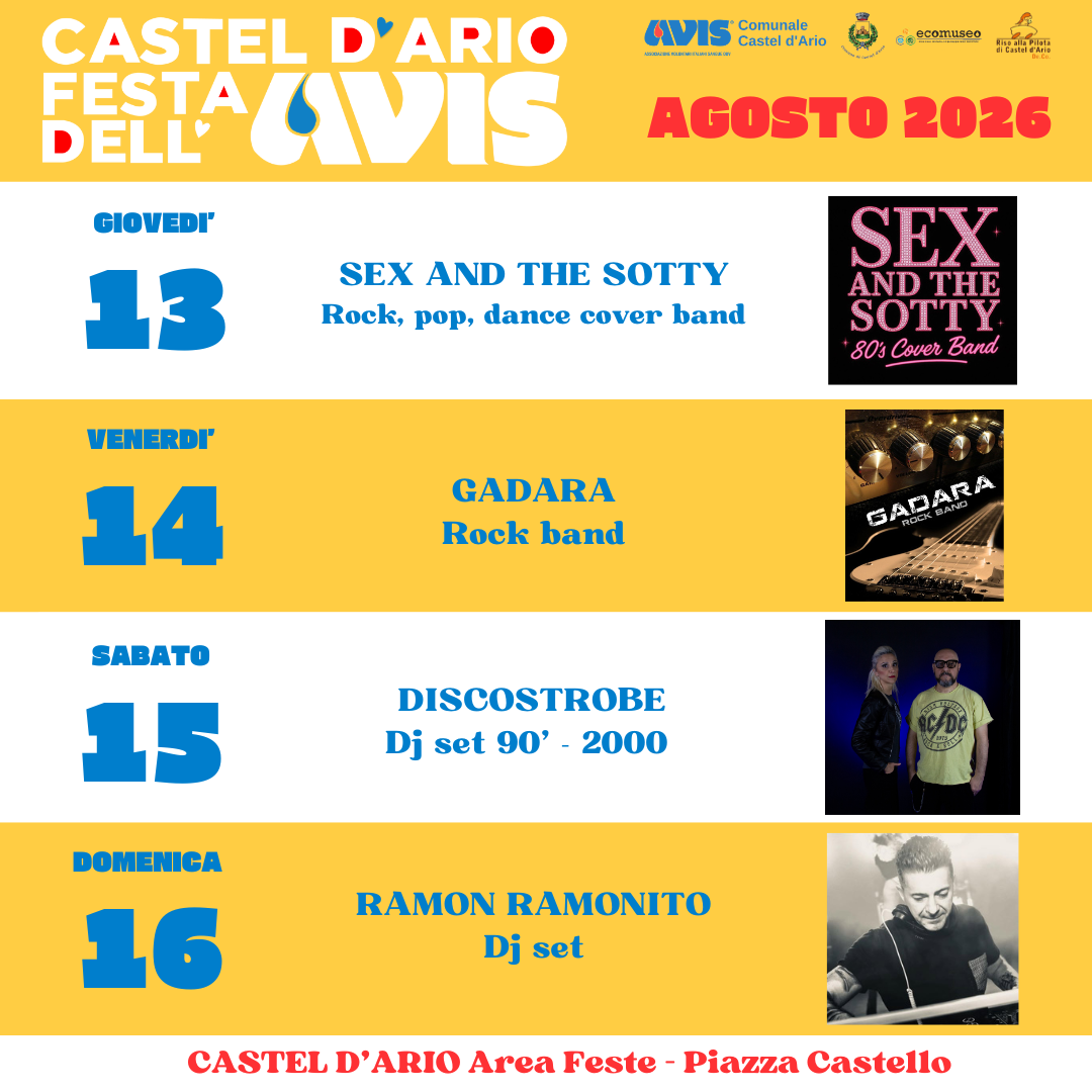 Locandina Festa agosto Avis comunale Castel d'Ario