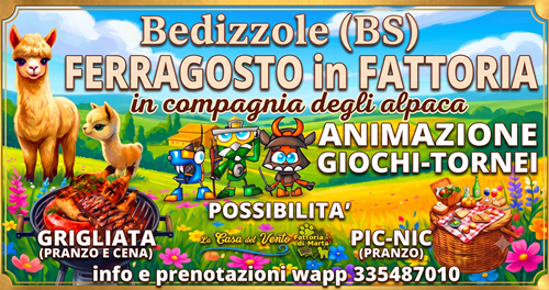 Locandina Ferragosto in fattoria con animazione, giochi e alpaca