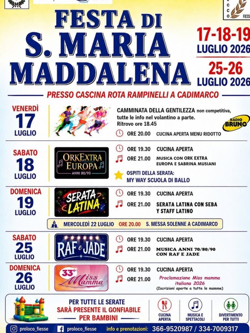 Locandina Festa di S. Maria Maddalena