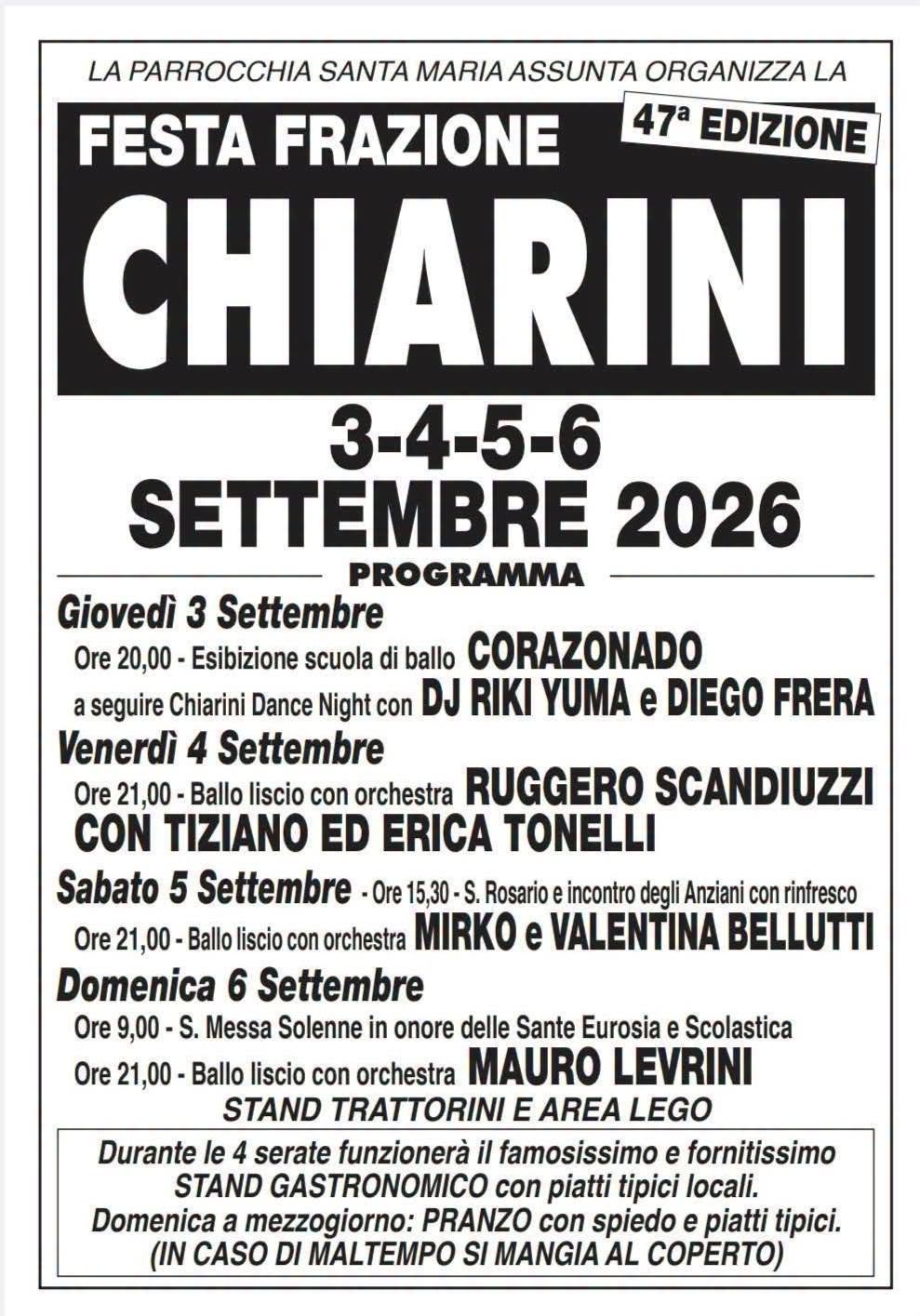 locandina 47ª Festa della Frazione Chiarini