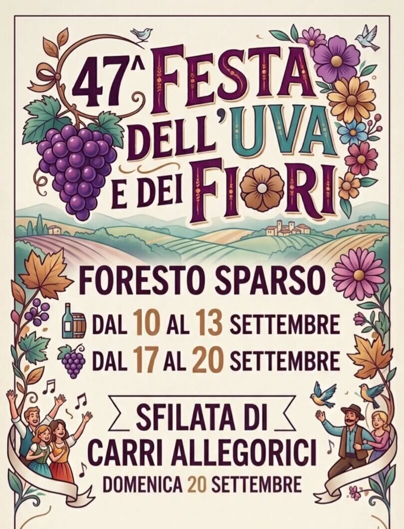 Locandina Festa dell'Uva e dei Fiori di Foresto Sparso