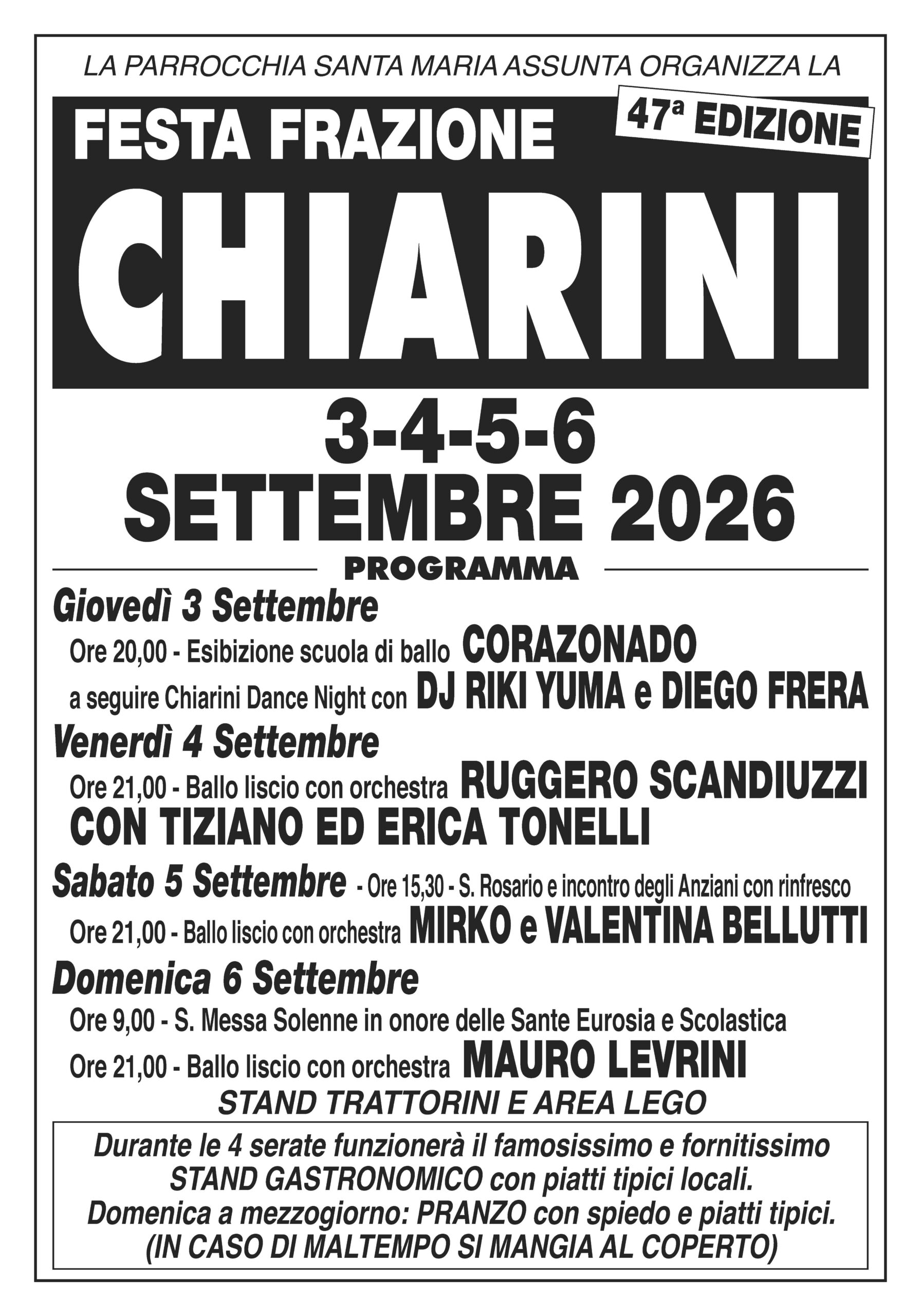 Locandina Festa frazione Chiarini