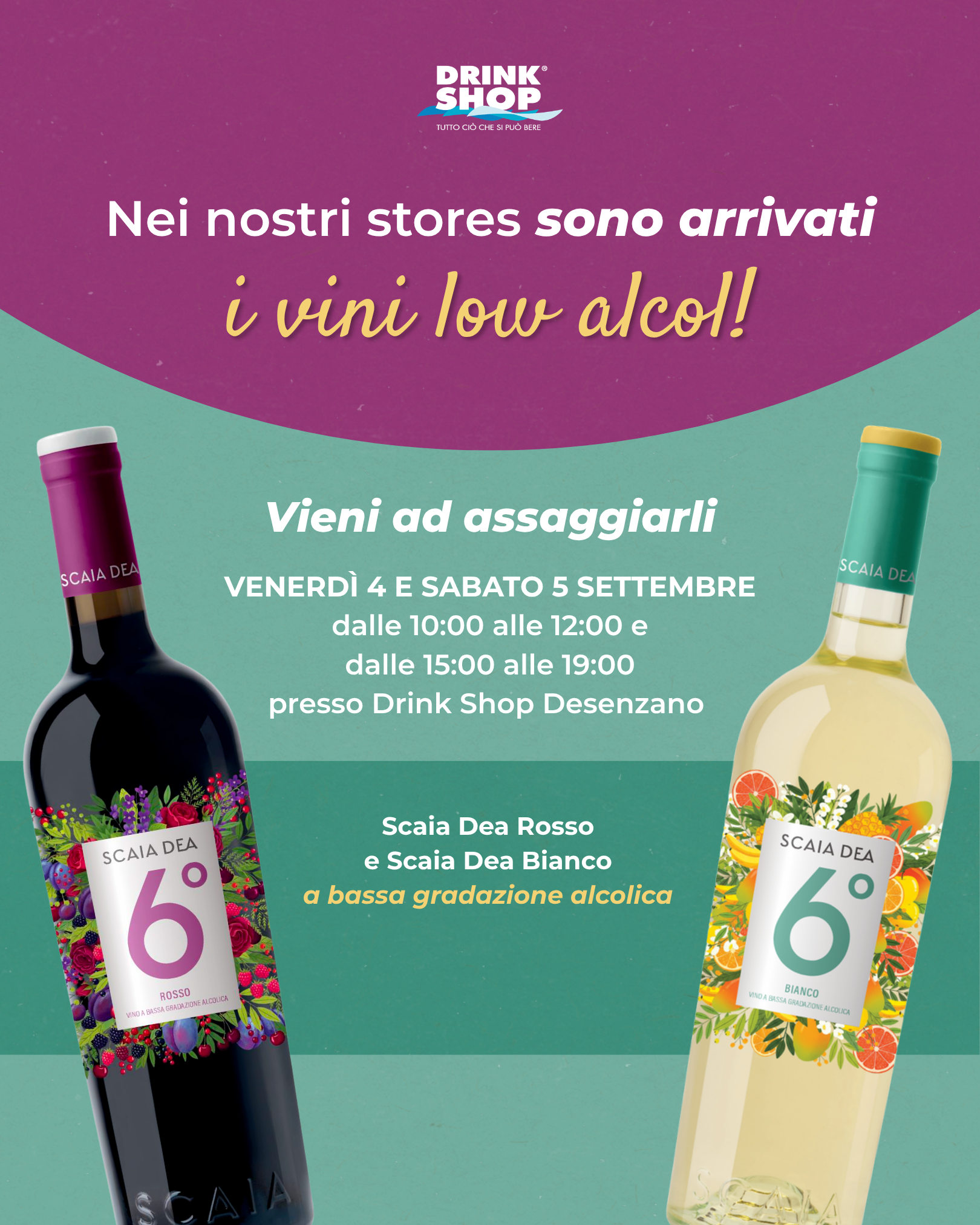 Locandina Degustazione vini low alcol