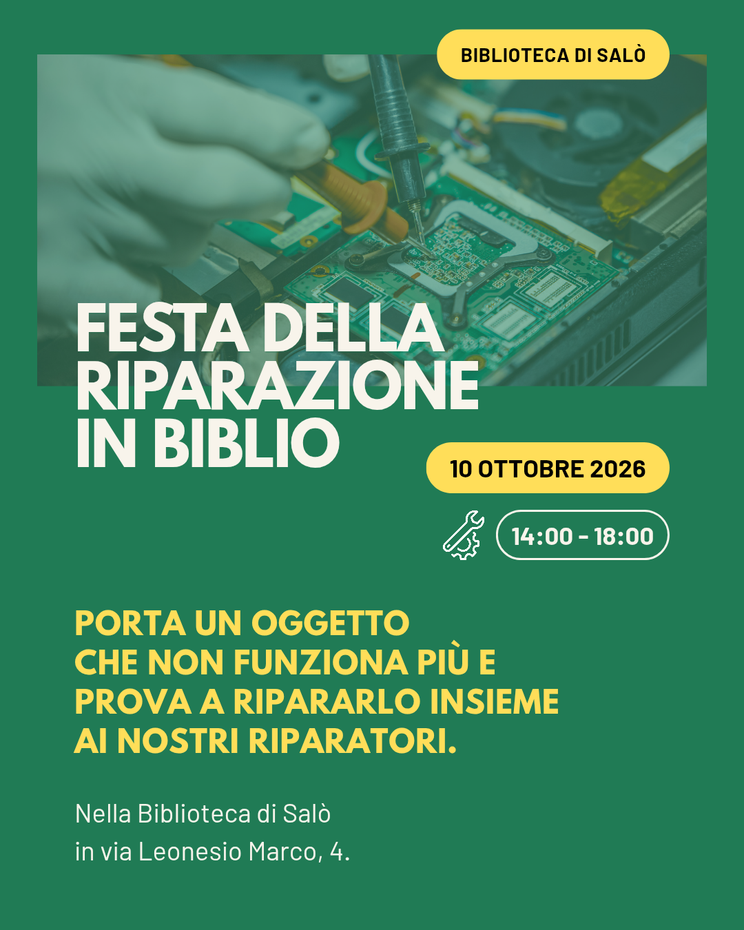 Locandina Festa della riparazione in biblio