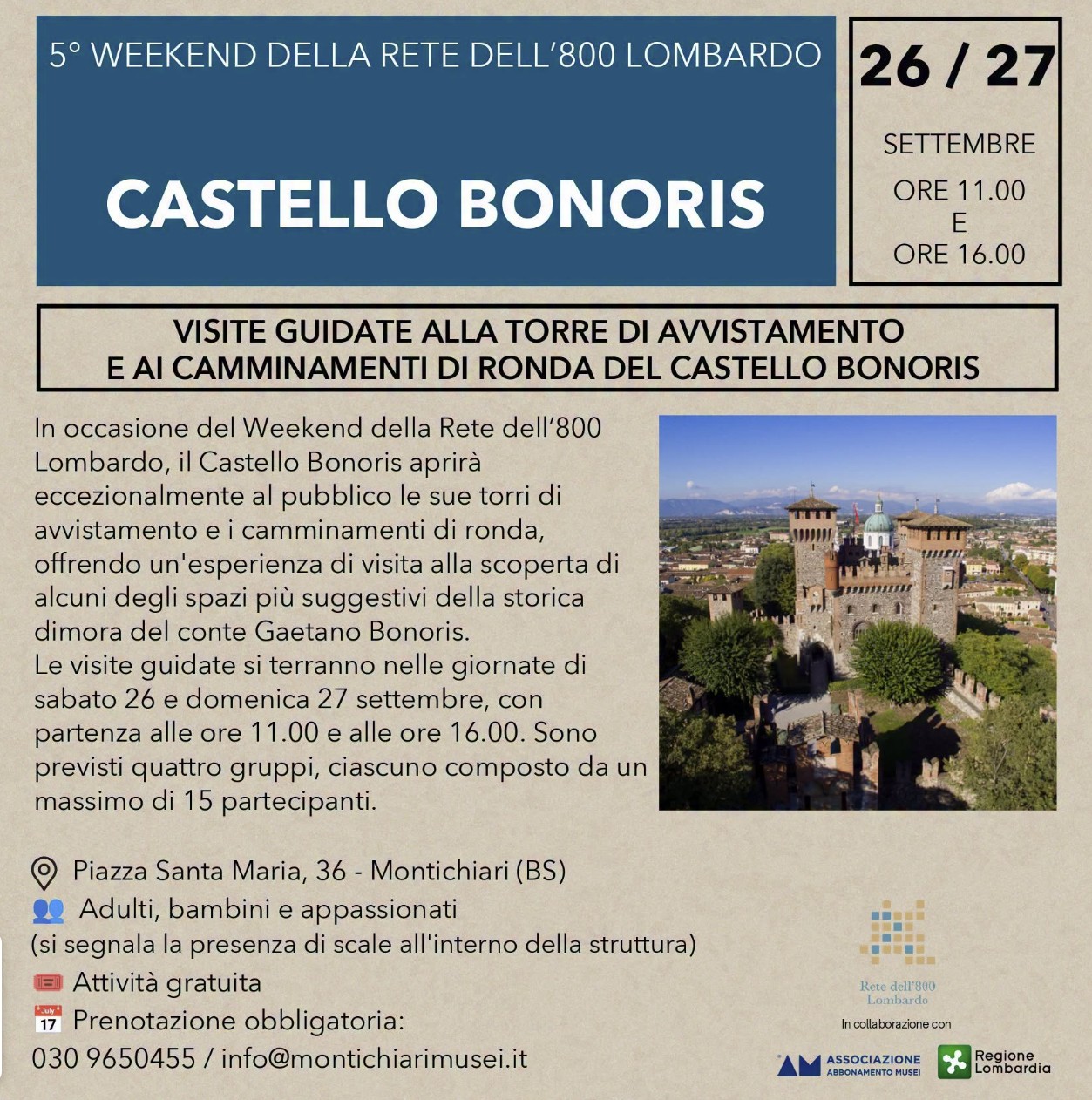 Locandina Weekend della rete dell'800 lombardo