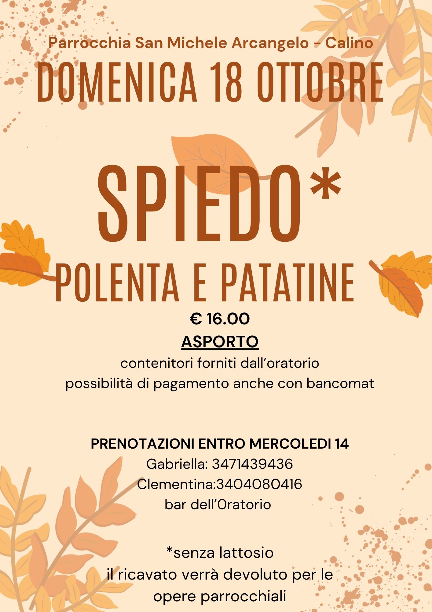 Locandina Spiedo da asporto in oratorio Calino