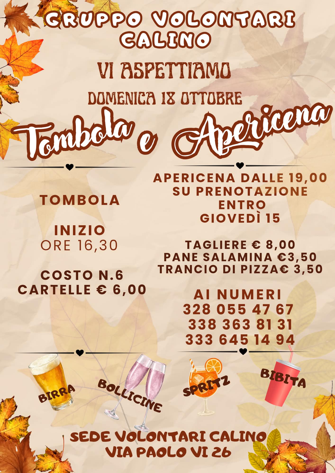 Locandina Tombola e apericena