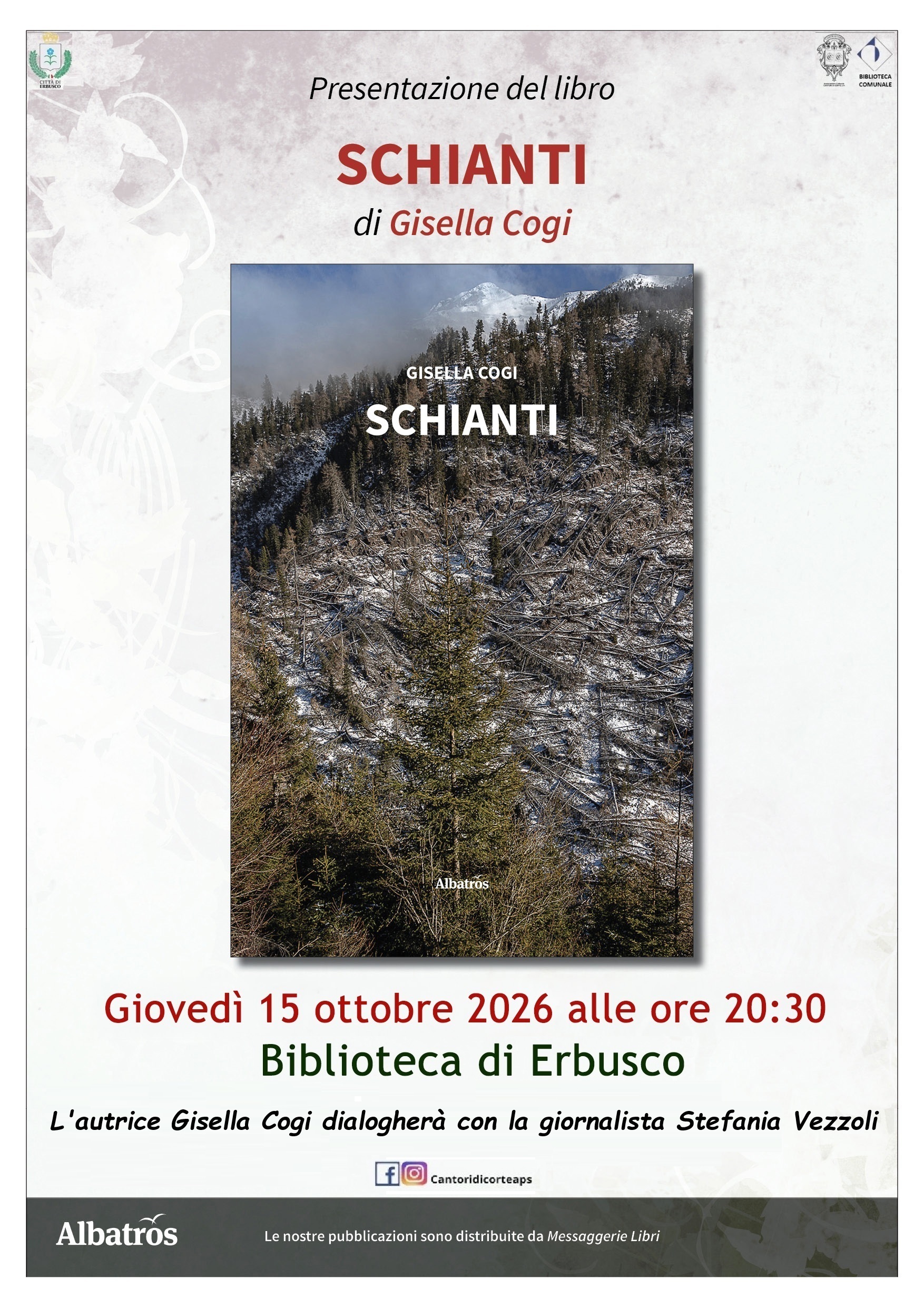 Locandina Presentazione libro Schianti di Gisella Cogi