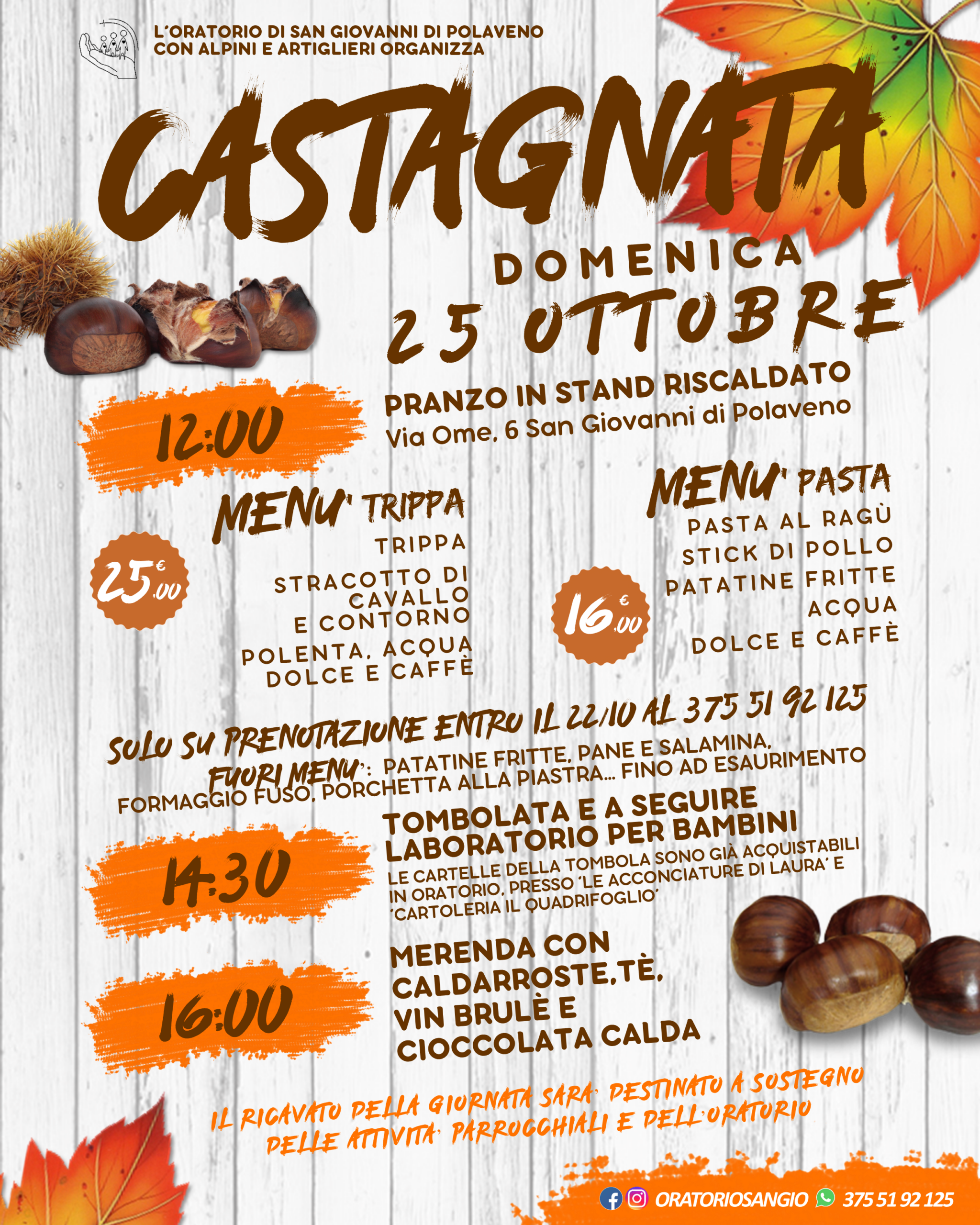 locandina Castagnata 2026 all'oratorio di San Giovanni