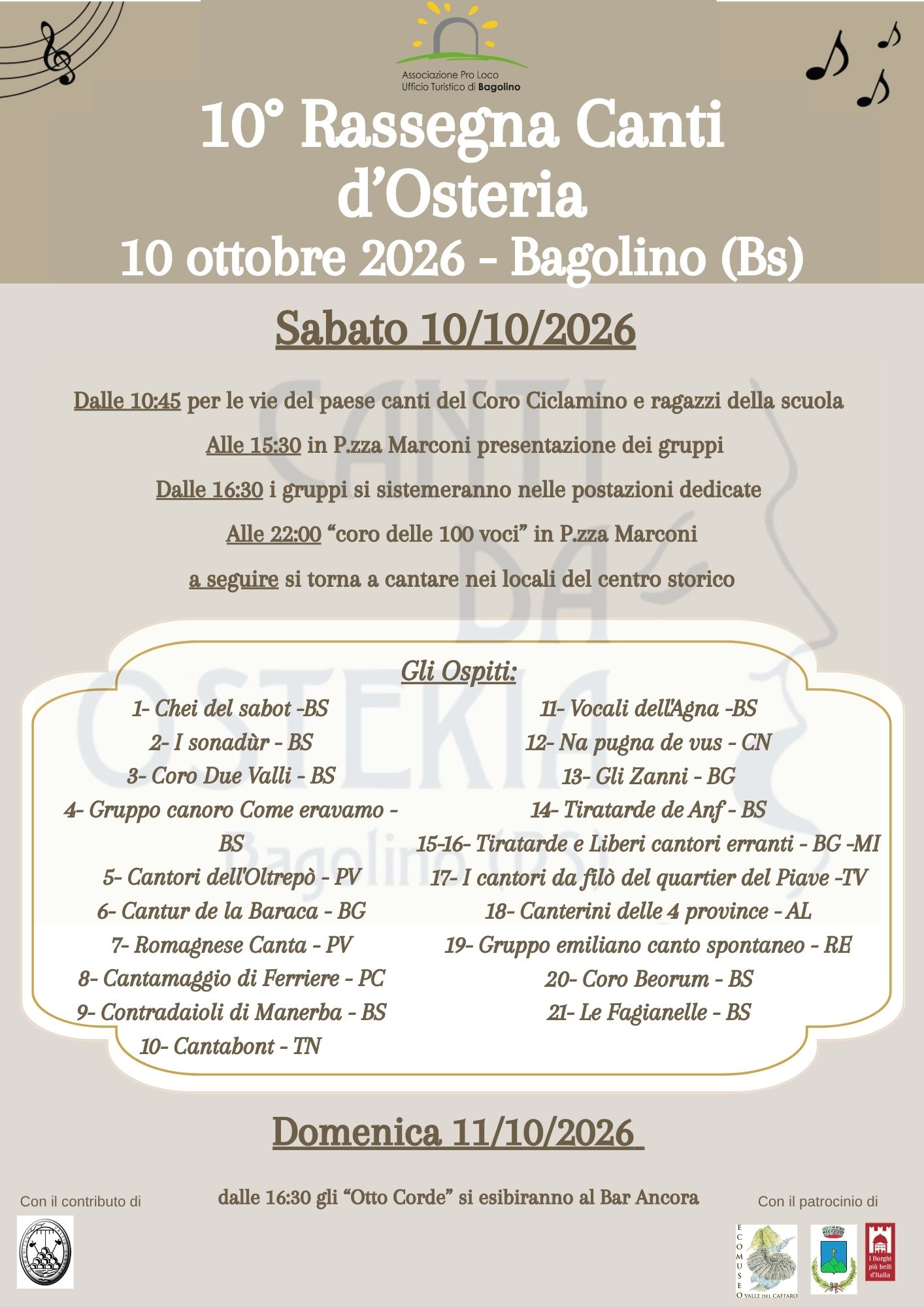 Locandina Rassegna canti d'osteria