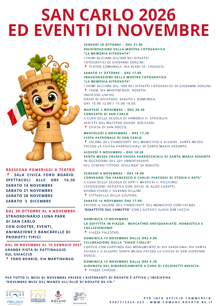 Locandina San Carlo ed eventi di novembre