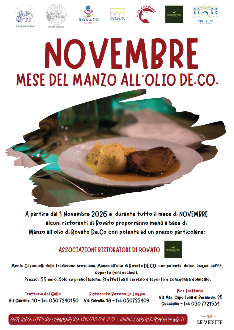 Locandina Novembre: mese del manzo all'olio De.Co